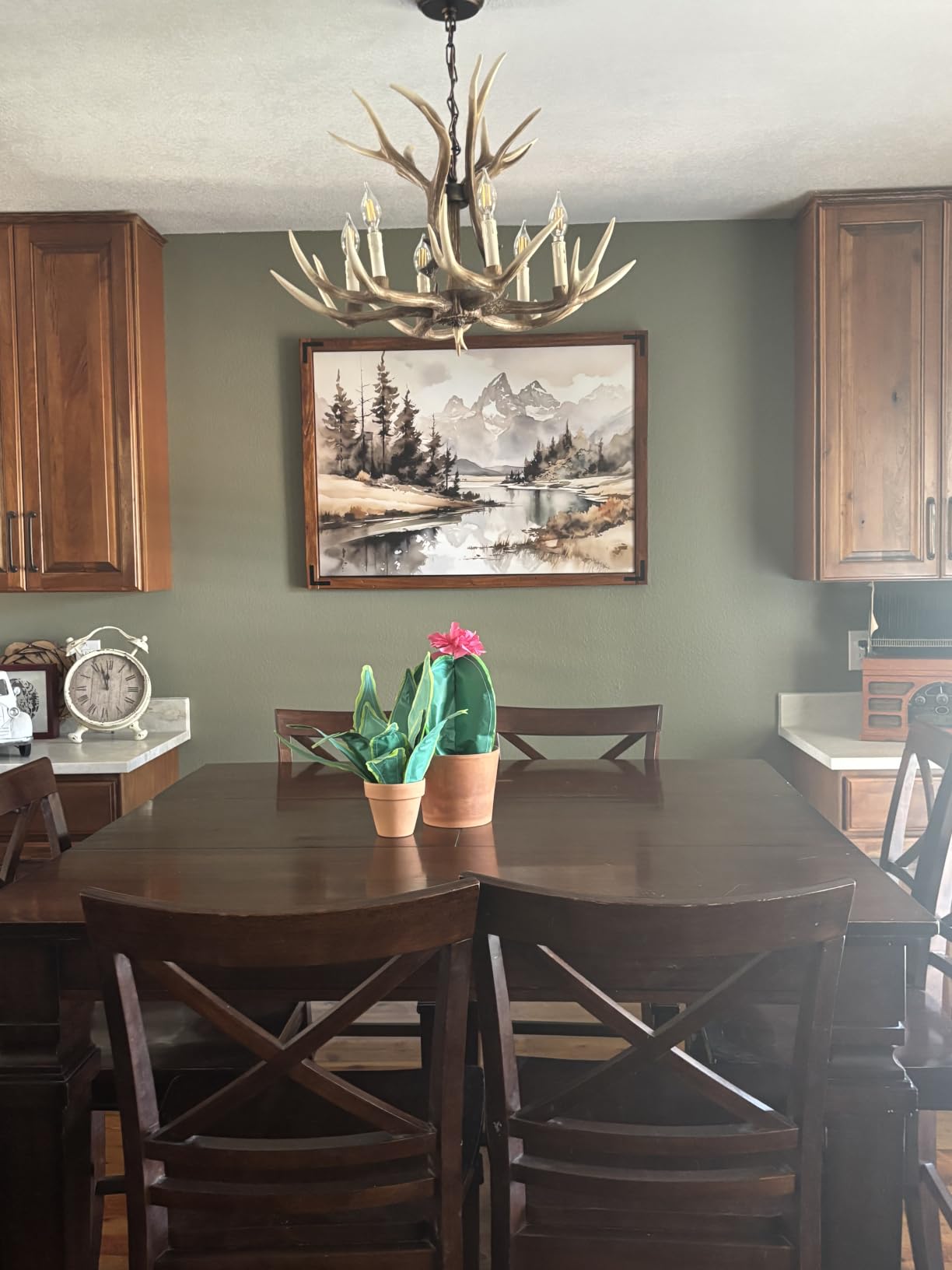 4-Light Brown Antler Chandelier Rustic Farmhouse Light Fixture | Rustic Resin Vintage Deer Lamp, No Complex Assembly, For Dining Room, Kitchen Island, Bedroom, Entryway Foyer customer photo 1