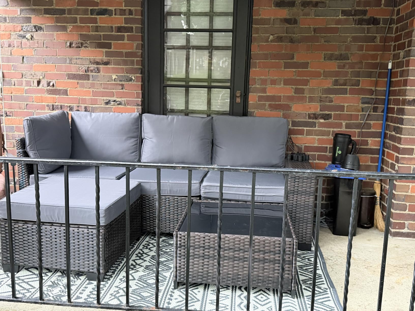MontVoo Outdoor Rug Carpet Waterproof 5x8 Outdoor Patio Rug Mat Reverisble Plastic Straw Outdoor Rug for RV Camping Picnic Beach Balcony Boho Grey customer photo 1