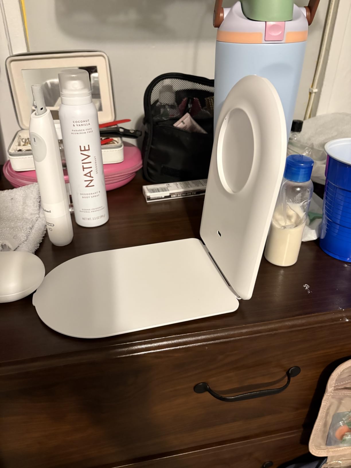 FUNTOUCH Rechargeable Travel Makeup Vanity Mirror with Lights Storage Bag | Portable Lighted Beauty Mirror, 3 Lighting Modes, Dimmable Touch Screen, Tabletop Folding Cosmetic Mirror with Storage Bag customer photo 2