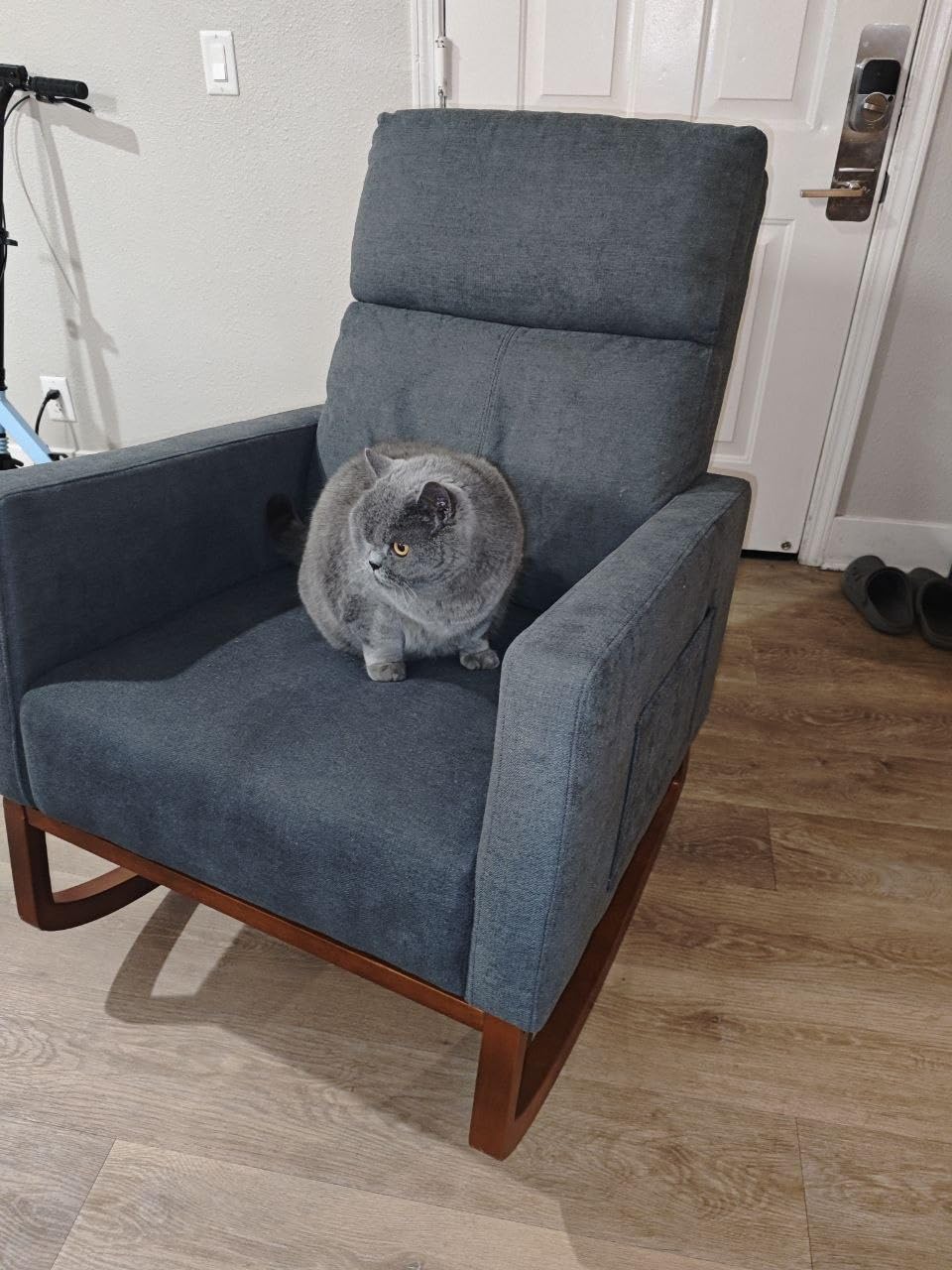 Yaheetech 28in Wide Padded High Back Nursery Rocking Chair, Beige Polyester | Thick Foam Glider Chair, Nursing Chair with High Back, Side Pockets, Rubberwood Base, Leisure Rocker for Living Room Bedroom customer photo 2