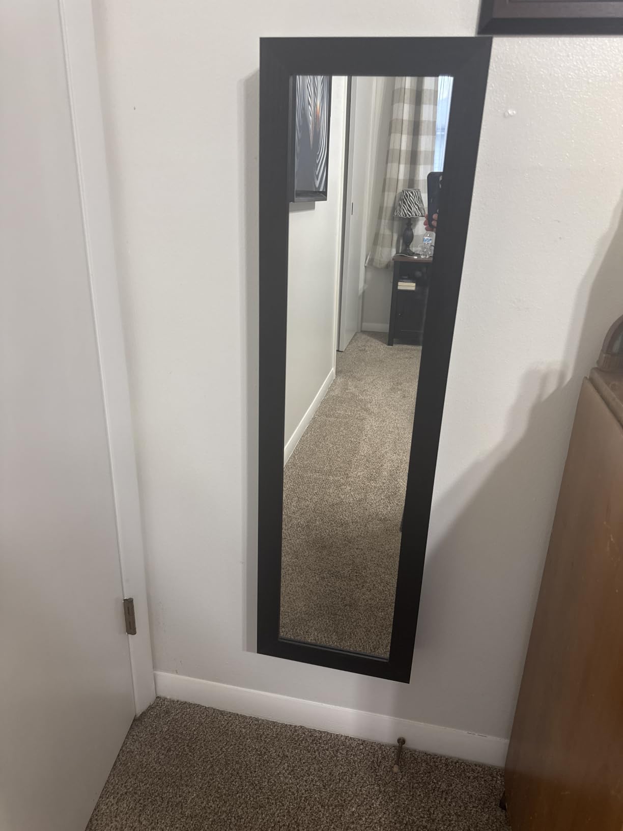 COSTWAY Full Length Mirror Jewelry Cabinet, Wall Door Mounted with Makeup Mirror, Ring Slots & Necklace Hooks, Large Storage Jewelry Armoire for Bedroom, Dressing Room (White) customer photo 1