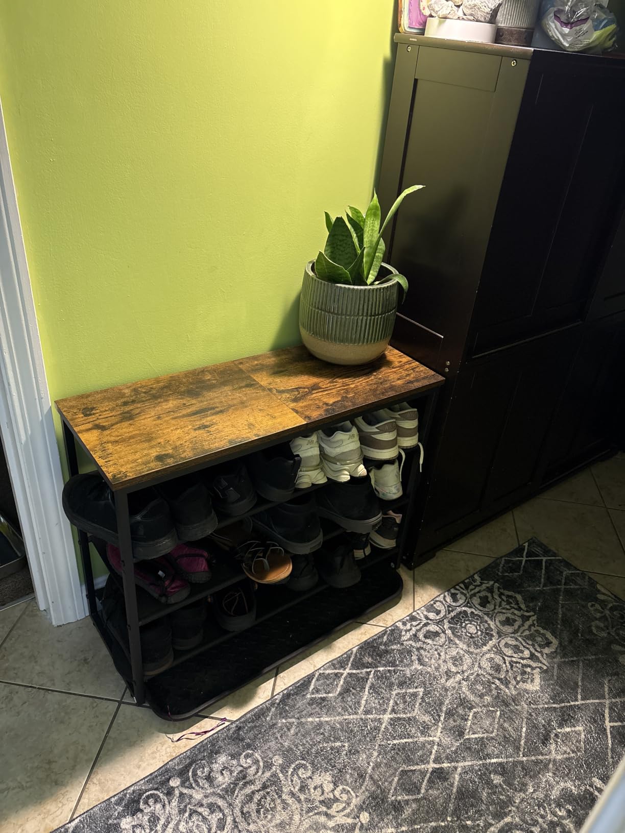 HOOBRO Shoe Rack, 4 Tier Shoe Storage Organizer with 3 Oxford Fabric Shelves and Top Panel, Holds 12-16 Pairs of Shoes for Entryway and Closet, Industrial, Rustic Brown BF47XJ01G1 customer photo 2