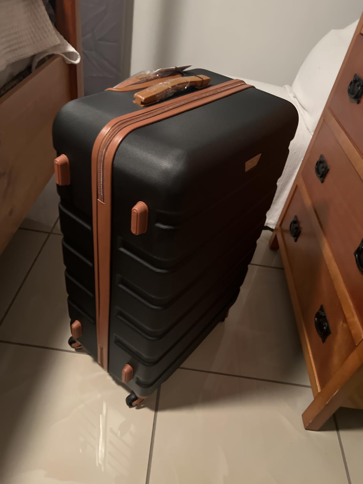 Coolife Luggage 3 Piece Set (20/24/28 Inch), Apricot White customer photo 2