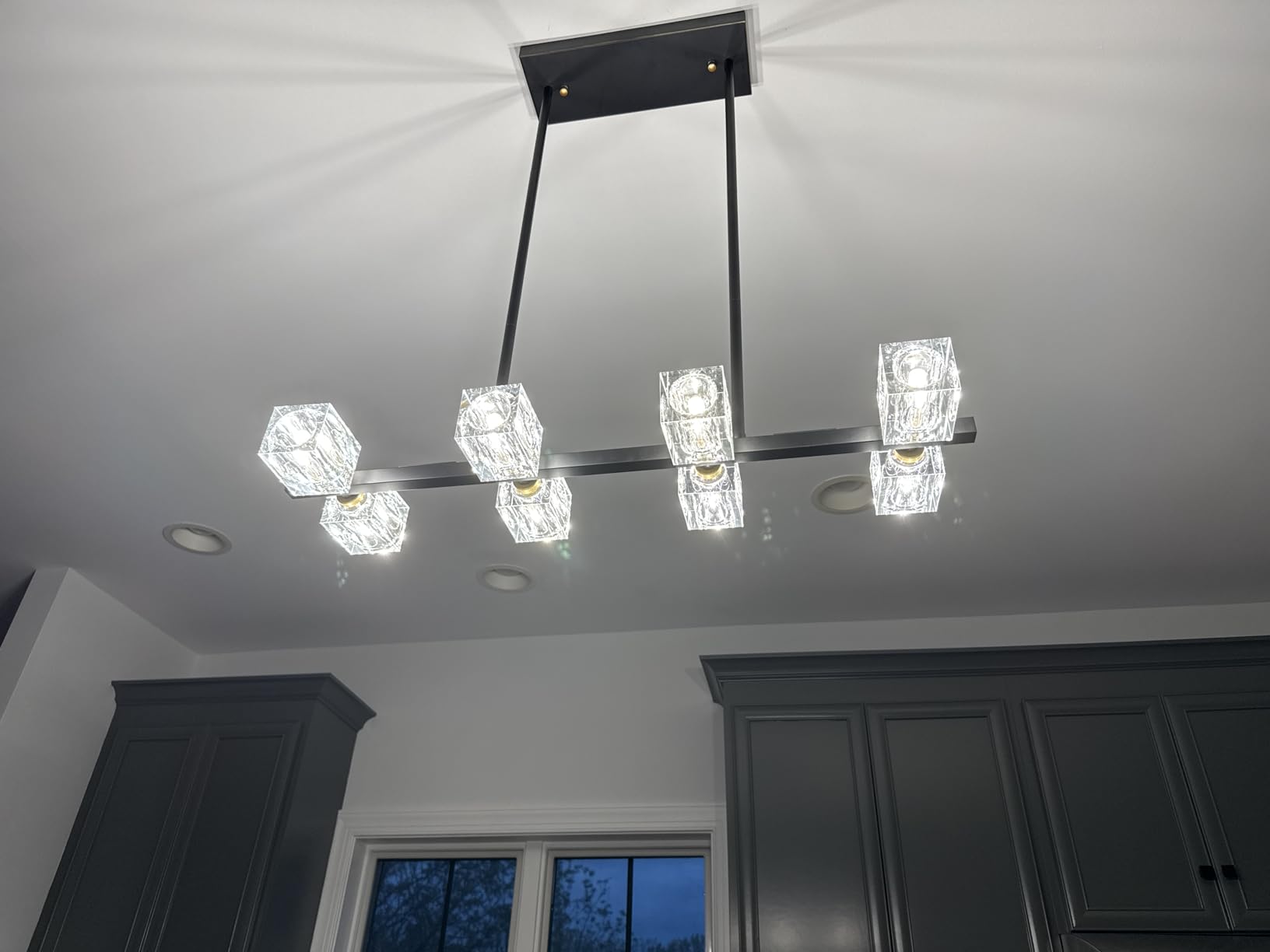 Modern Crystal Chandelier for Dining Room, Black and Gold Pendant Lights Fixture with 8-Lights, Adjustable Height Hanging Ceiling Light for Kitchen Island, Bedroom, Over Table, Living Room customer photo 1