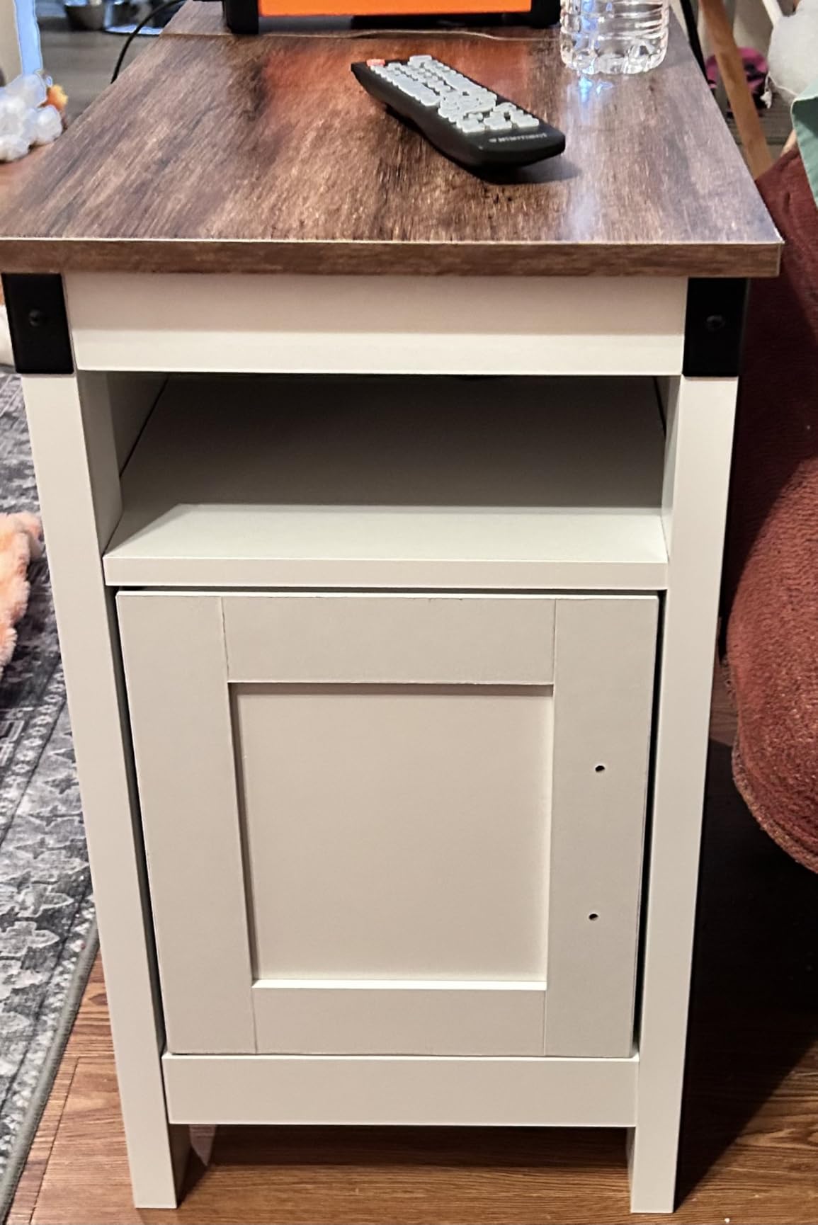 WLIVE End Table with Charging Station, Narrow Side Table for Living Room, Farmhouse Night Stand with Storage, Small Wooden Nightstand with USB Ports and Outlets for Living Room and Bedroom, Espresso customer photo 1