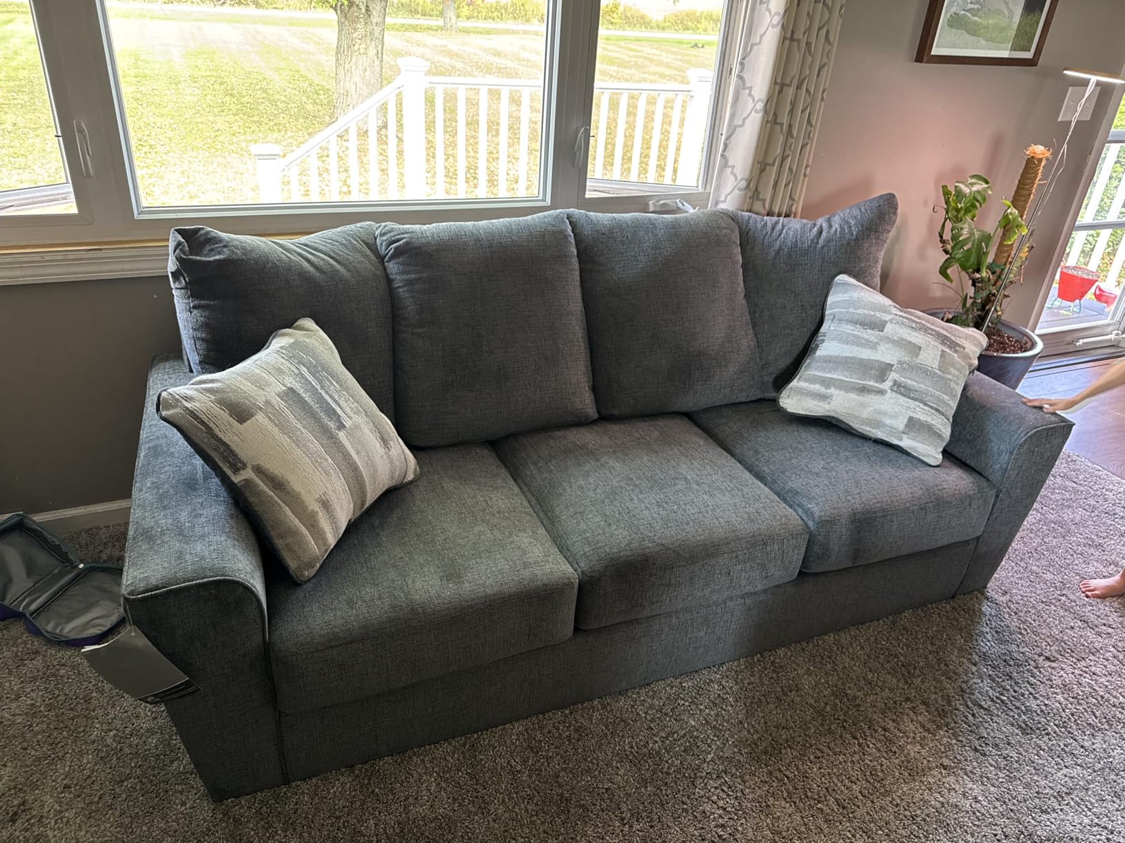 Signature Design by Ashley Loveseat Sofa, 63 in Gravel Gray, Stairatt | Cozy plush chenille upholstery customer photo 1