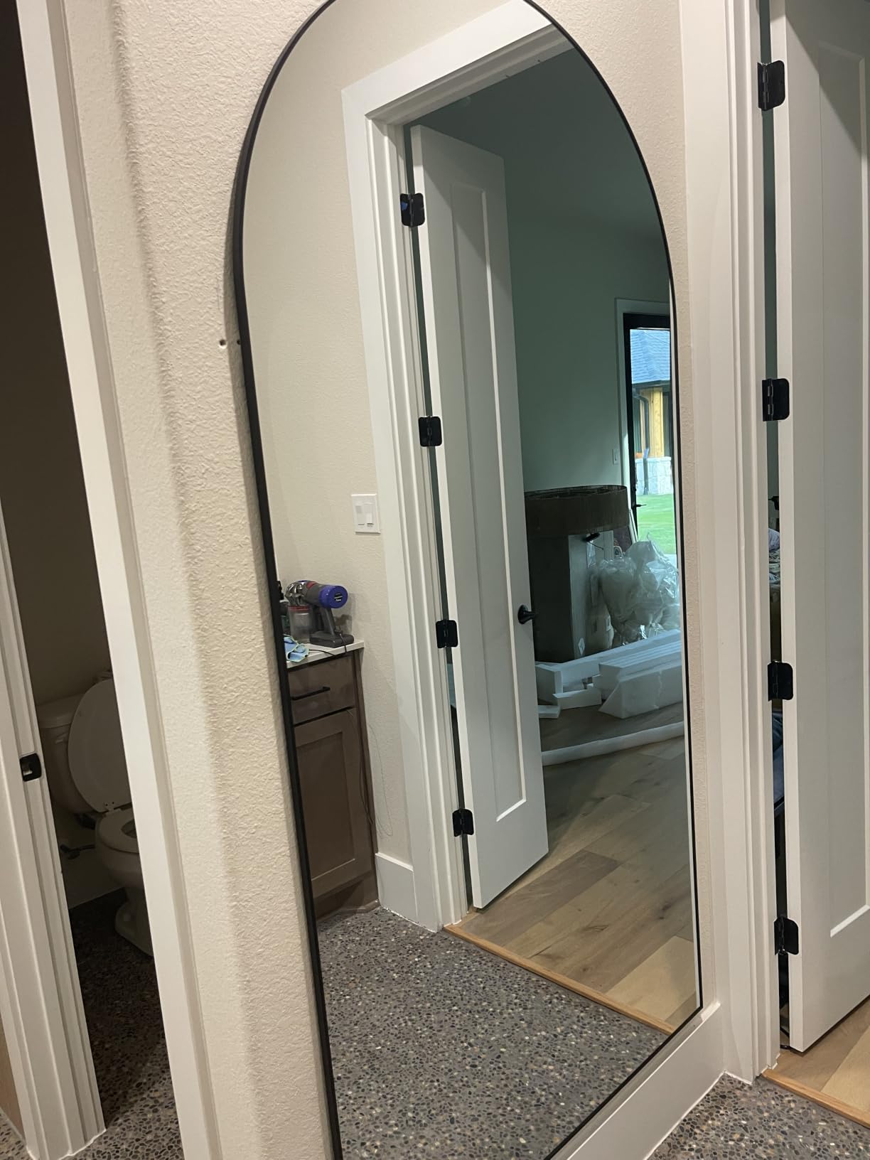 ITSRG Floor Mirror, Full Length Mirror with Stand, Arched Wall Mirror Full Length, Black Floor Mirror Freestanding, Wall Mounted for Bedroom, Black customer photo 1
