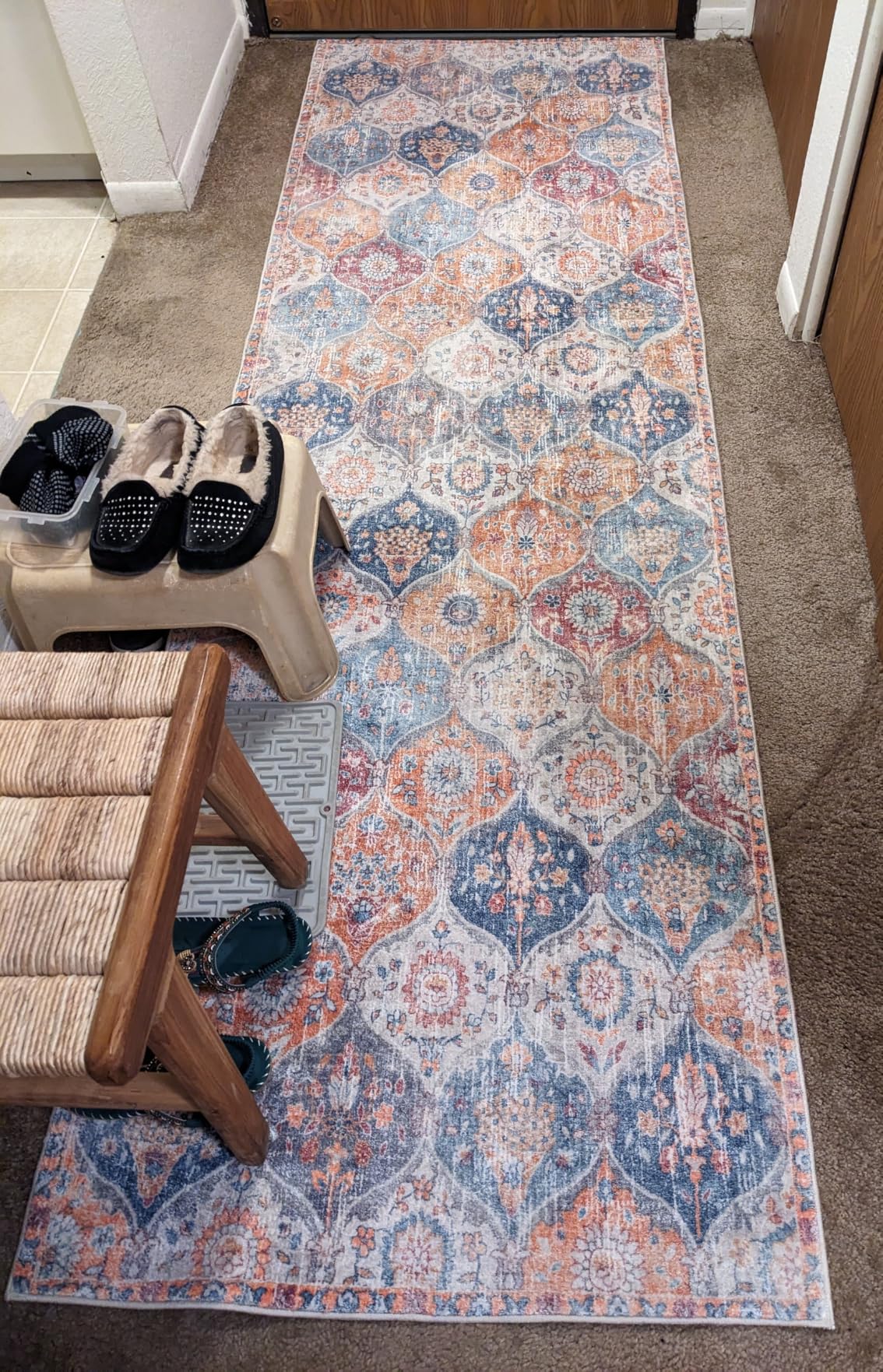 Lahome Moroccan Trellis Washable Area Rugs 5x7, 5x7 Area Rugs for Living Room Bedroom, Indoor Non-Slip Large Oriental Throw Carpet for Kitchen Entryway Bathroom Office Elise, Cream/Multi customer photo 2