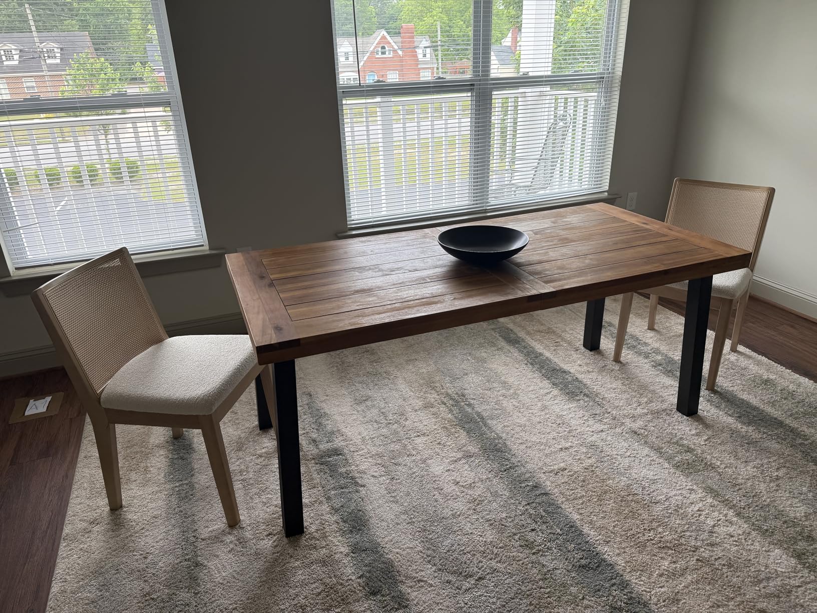 Devoko Home Acacia Wood Dining Table 6-Person Indoor Outdoor Table with Iron Legs, Sandblast Finish, Natural Stained, Rustic Metal, 69 * 33 * 30 inch (Natural) customer photo 2