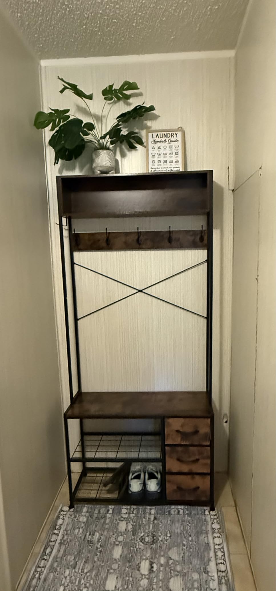 Hall Tree with Bench and 3 Drawers Storage, 31.5