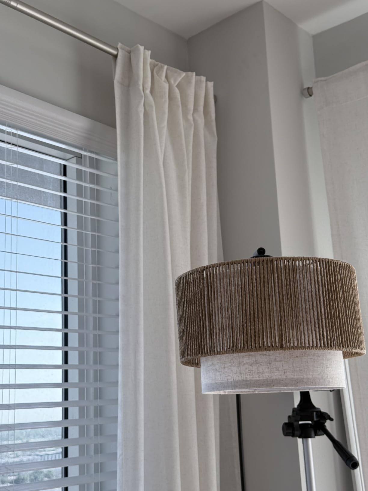 2 Panels Set Cream Linen Curtains 108 inches Long for Living Room Extra Long Back Tab Curtains Neutral Farmhouse Light Filtering Semi Sheer Linen Drapes Ceiling to Floor for Large Window Ivory 9 FT customer photo 2