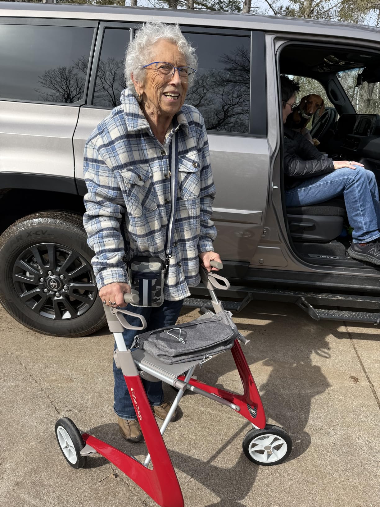 byACRE Carbon Ultralight Rollator Walker, 10.6 lbs, Royal Blue, Regular | World's Lightest Carbon Rollator Walker with Seat for Seniors, Foldable Mobility Aid, Indoor and Outdoor Use customer photo 1