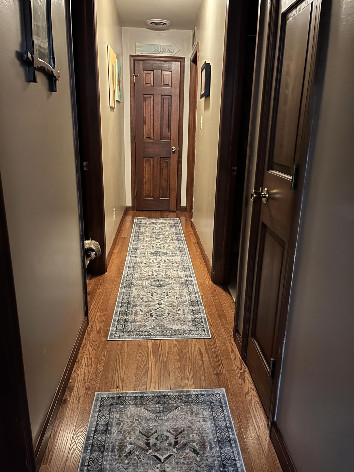Washable Kitchen 2x10 Runner Rug: Non-Slip Hallway Rugs Indoor Soft Low Pile Stain Resistant Carpet for Bedroom Entryway Ultra-Thin Vintage Home Decor Floor Mat for Bathroom (Beige/Blue/Grey, 2 x 10) customer photo 1