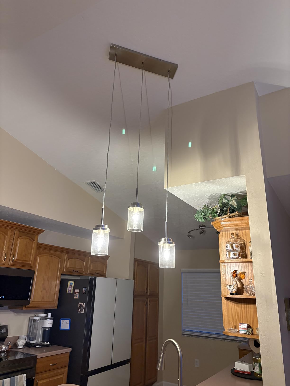 MELUCEE 5 Lights Kitchen Island Lighting Linear Chandeliers for Dining Room | Modern Industrial Brushed Nickel Pendant Light Fixtures Ceiling Hanging with Clear Glass Shade, 37.0 Inches Length customer photo 2