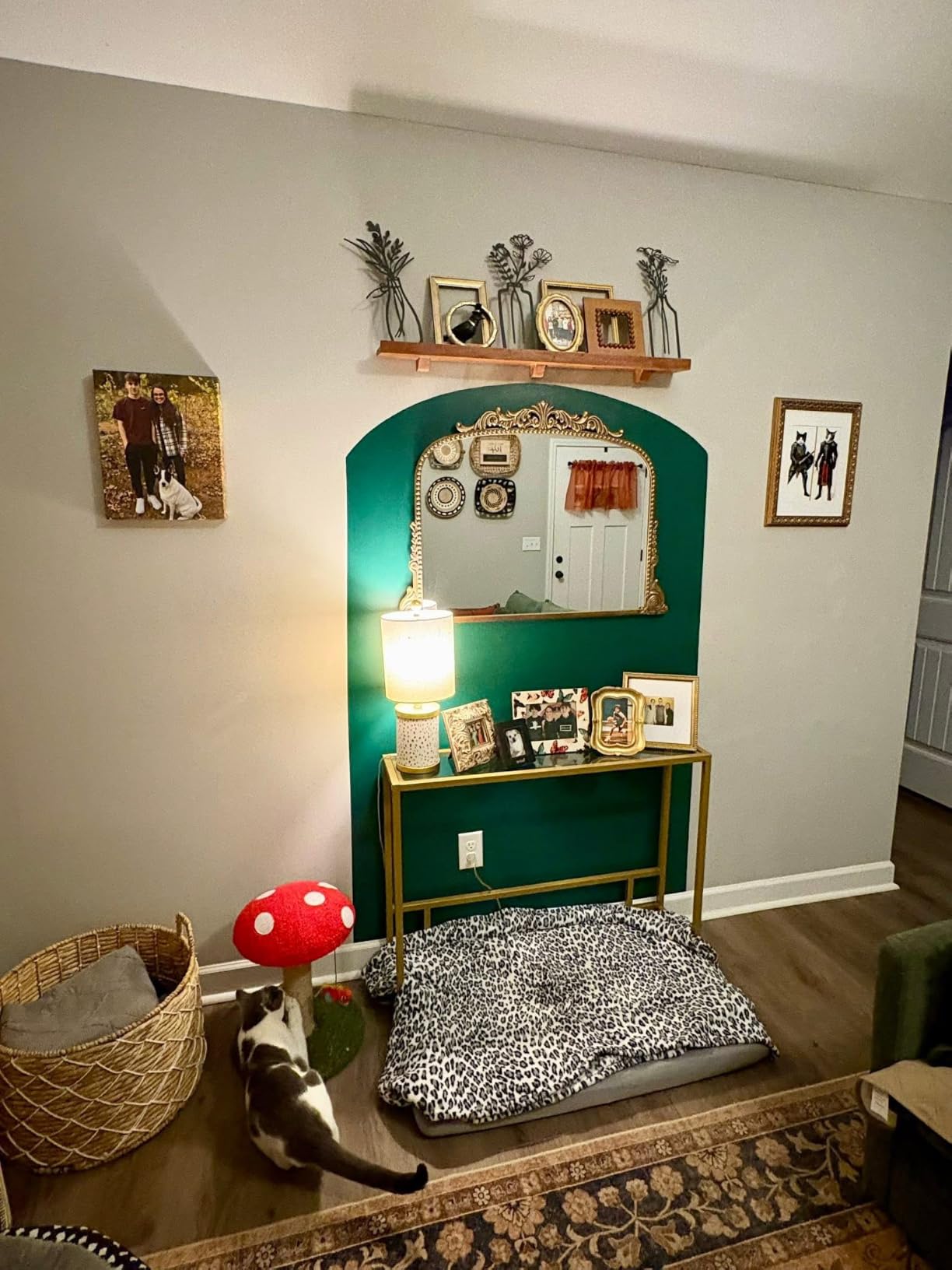 Small Modern Console Table for Entryway, Tempered Glass with Metal Frame Sofa Table for Living Room, Hallway, Office (Single-Layer, Gold) customer photo 1