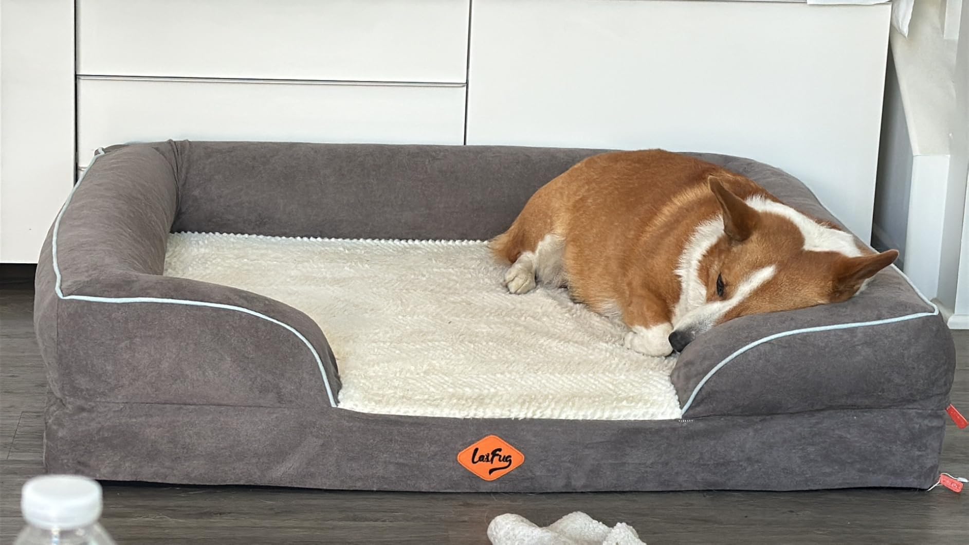 Laifug Large Orthopedic Premium Memory Foam Dog Bed, Dog Sofa with Washable and Removable Suede Cover, Waterproof Liner and Non-Slip Bottom Grey, Large(40''x32''x9'') customer photo 1