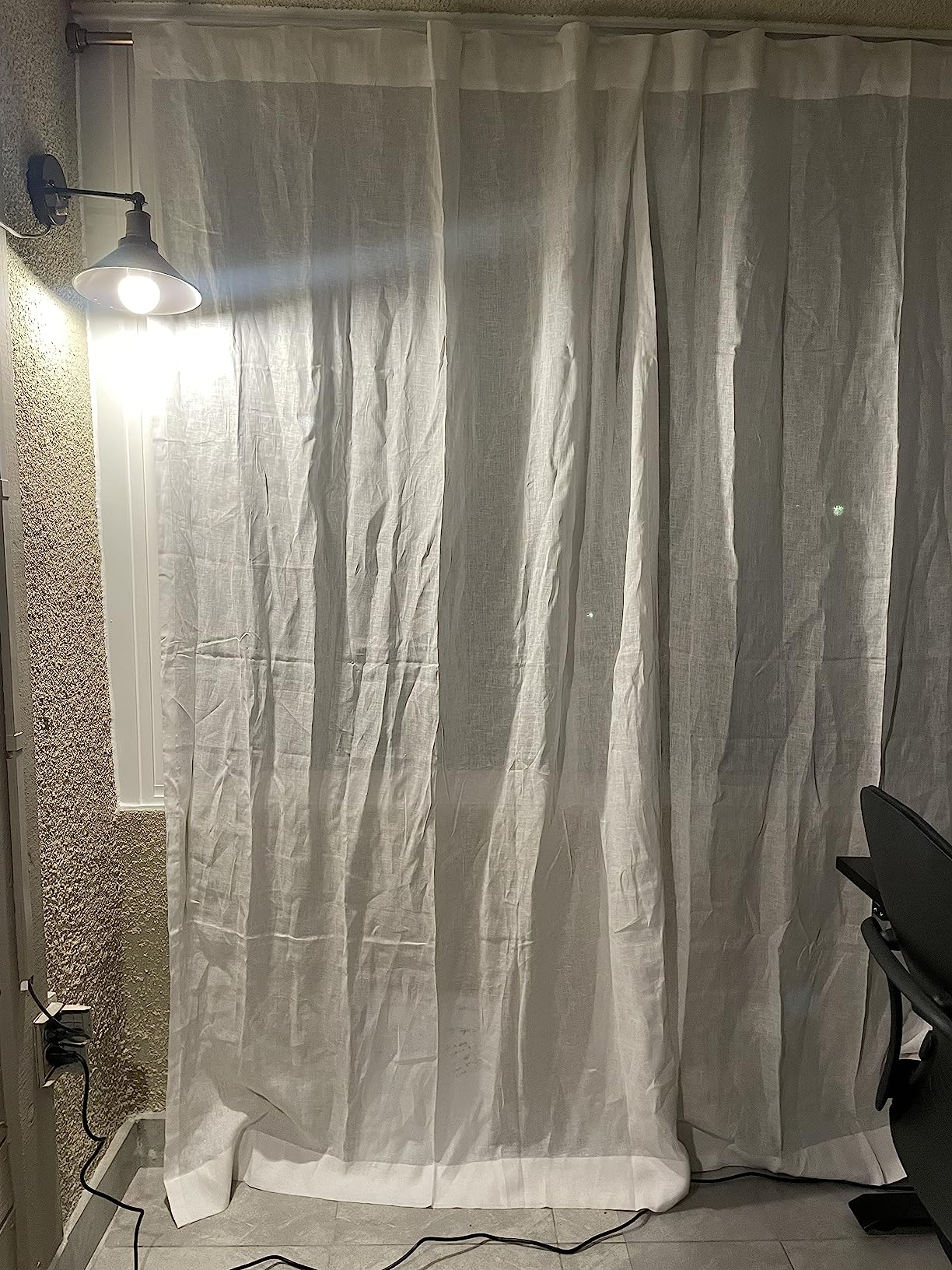 ATLINIA 100% Linen Sheer Curtains White Panels - 2 Panels Window Natural Linen Sheer for Bedroom Living Room Farmhouse Light Curtains Filtering Door Shades Privacy Rustic Boho Door Drape 63 inch customer photo 2