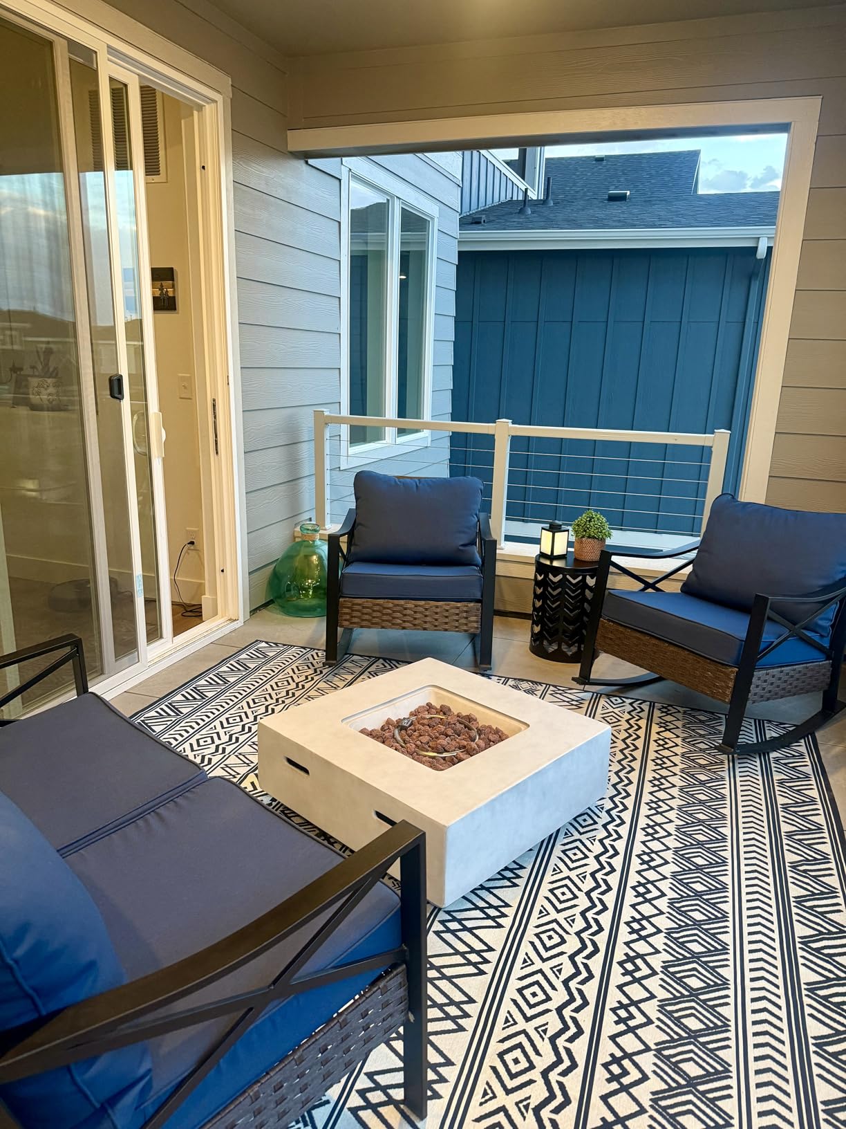 Outdoor Rug Carpet 9x12 ft, Flatweave Textured Outdoor Patio Rug Non Slip Indoor Outdoor Rugs with Rubber Particles Backing Boho Outdoor Area Rug for Patio Deck Front Porch Backyard Balcony customer photo 1