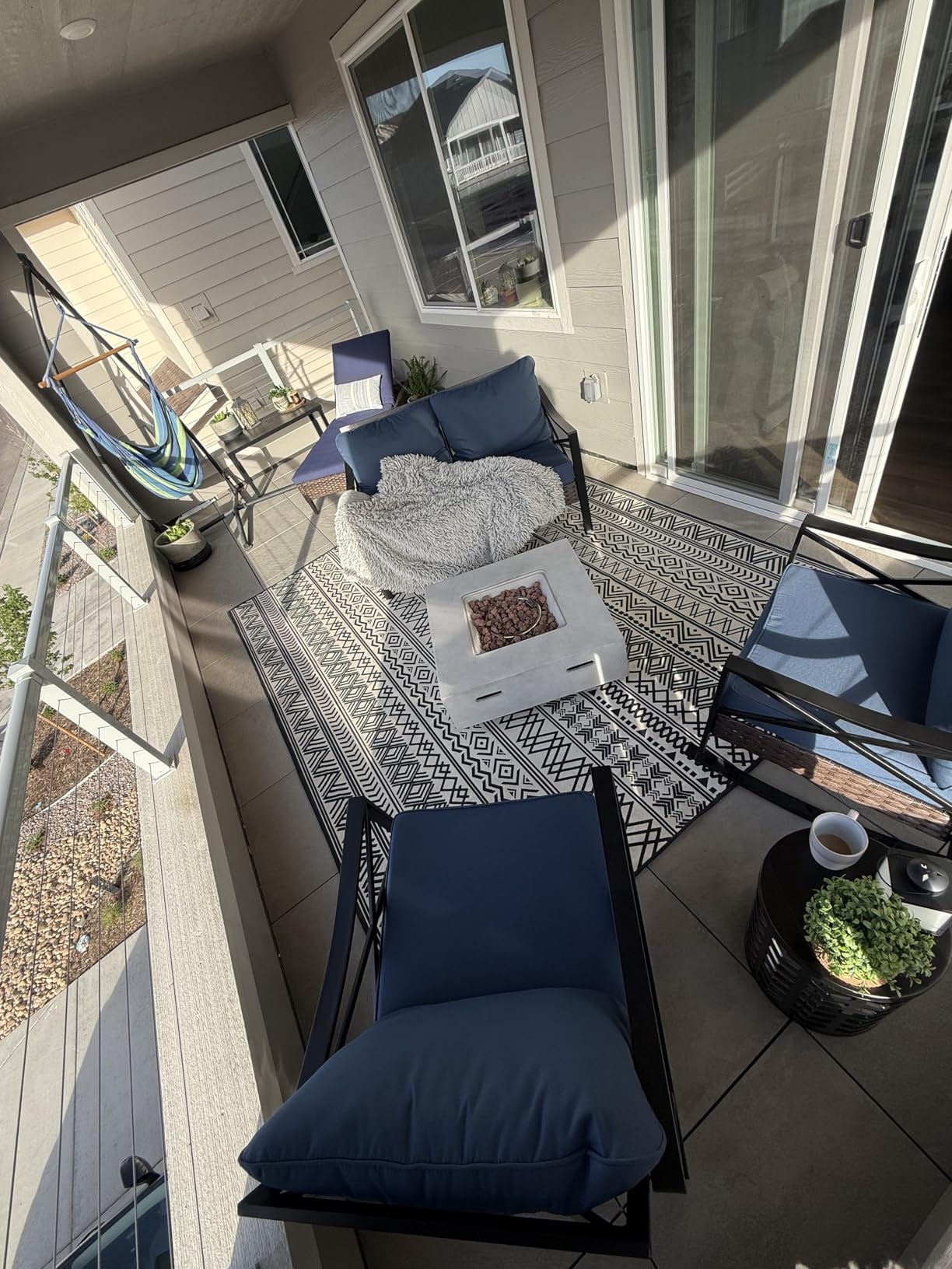 Outdoor Rug Carpet 9x12 ft, Flatweave Textured Outdoor Patio Rug Non Slip Indoor Outdoor Rugs with Rubber Particles Backing Boho Outdoor Area Rug for Patio Deck Front Porch Backyard Balcony customer photo 2