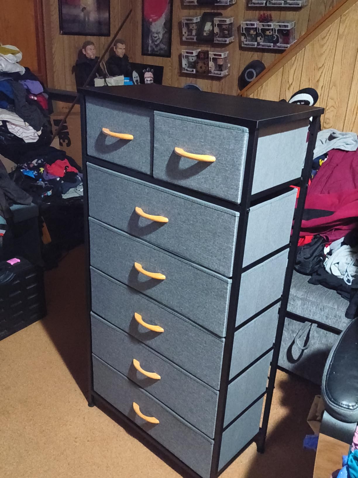 Mifuro Tall Dresser for Bedroom, Vertical Storage Organizer Tower with 7 Drawers, Chest of Drawers with Fabric Bins, Steel Frame, Wood Top for Bedroom, Closet, Entryway - Black customer photo 1