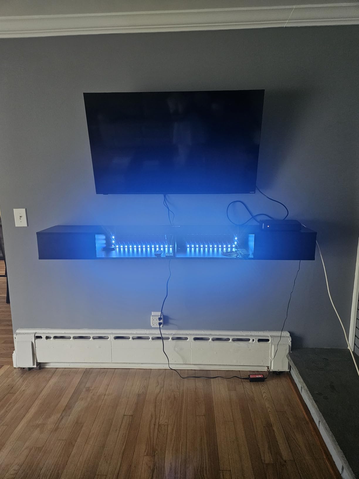 WAMPAT Floating Entertainment Center for 80 Inch TV, TV Stand Wall Mounted with LED Light, Floating TV Shelf Under TV for Living Room, Bedroom, Black customer photo 1