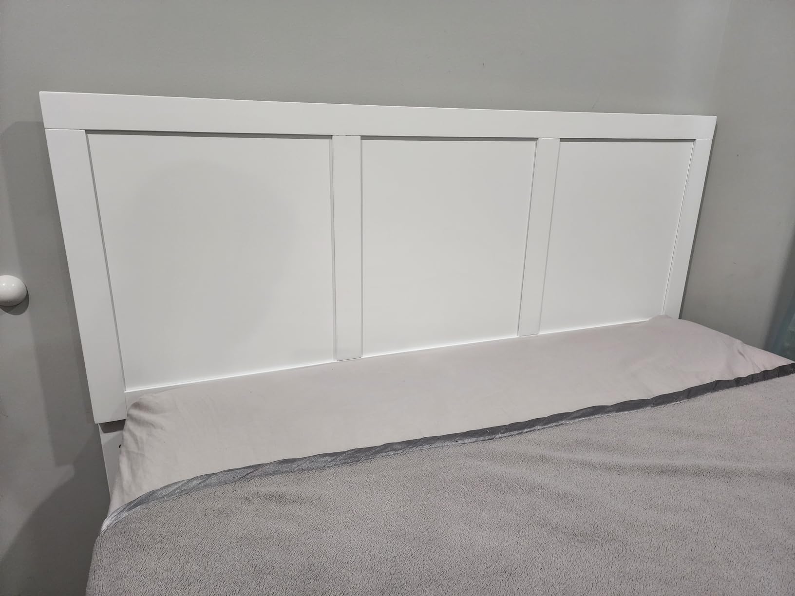 EMMA + OLIVER Omar Queen Size Wooden Headboard Only, Four Panel Headboard in White customer photo 1