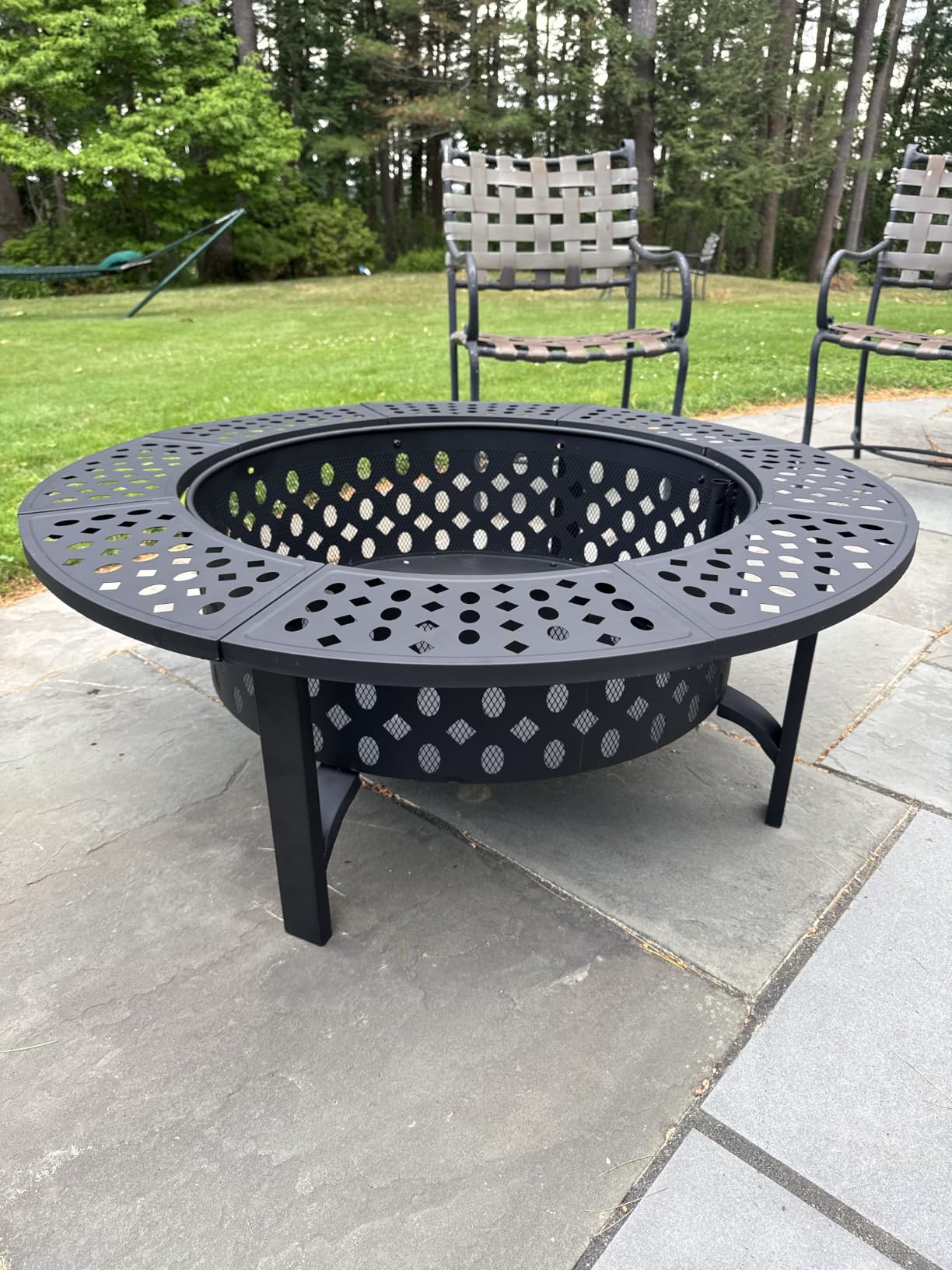 OutVue 36 Inch Fire Pit with 2 Grills, Wood Burning Fire Pits for Outside with Lid, Poker and Round Waterproof Cover, BBQ& Outdoor Firepit & Round Metal Table 3 in 1 for Patio, Picnic, Party customer photo 2