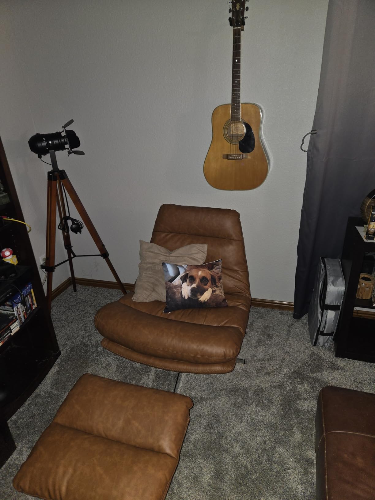 BESTANO Swivel Accent Chair with Ottoman, Mid Century Modern Faux Leather Lounge Chair with footrest, Comfy Oversized Armchair with 360 Degree Metal Base for Living Room Bedroom, Brown customer photo 1