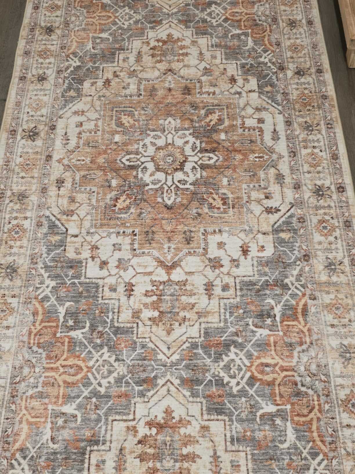 Madane Hallway Runner Rug 2x8 Washable Kitchen Rugs Non-Slip, Vintage Machine Washable Low-Pile Floor Carpet 8ft, Soft Ultra-Thin Throw Entry Foyer Mat, Turmeric/Grey customer photo 1