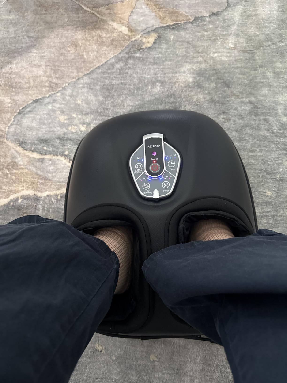 RENPHO Foot Massager with Heat, FSA Eligible HSA | Exclusive Pressure Monitoring Tech, Cordless Remote, 3 Heat & Compression Levels, NTC Temperature Control Tech, Up to Size 12 customer photo 1