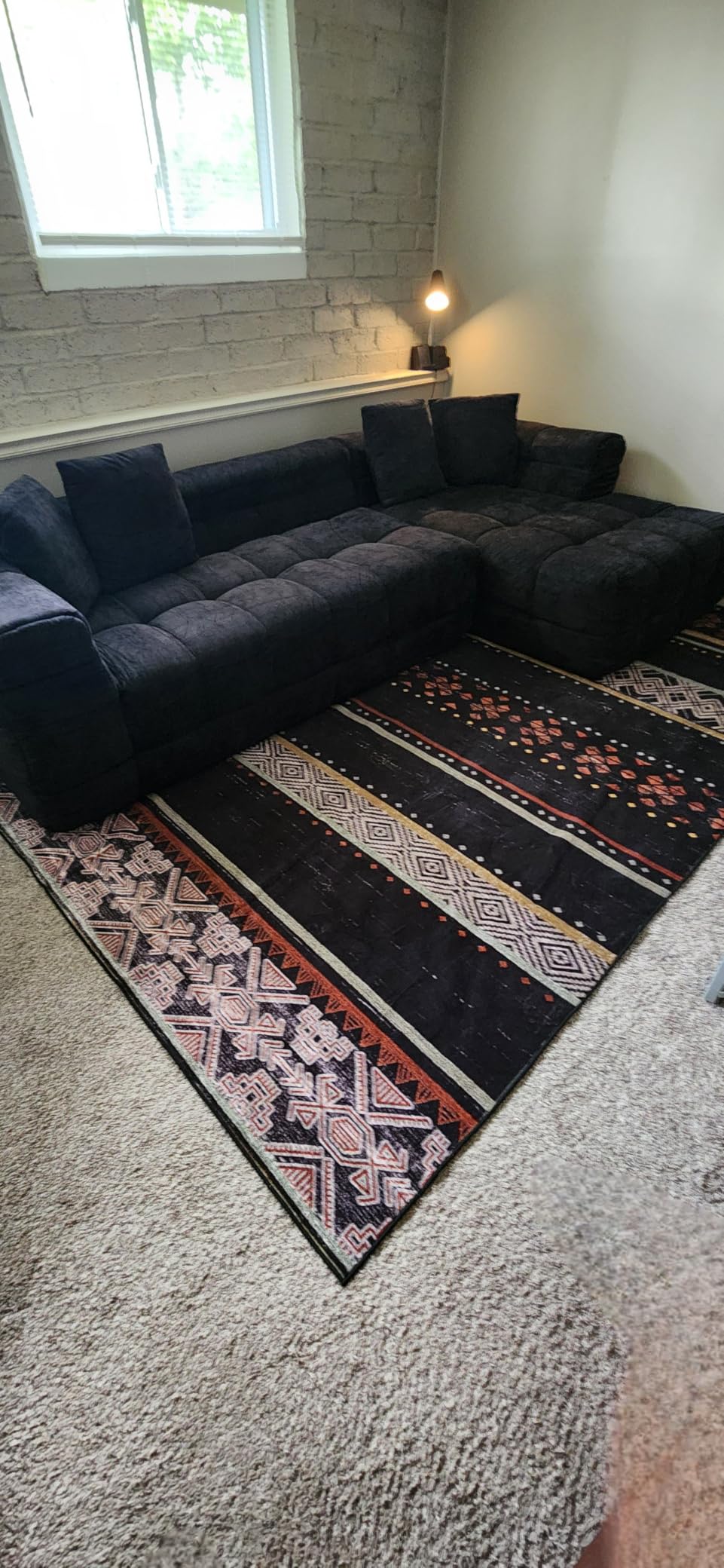 8x10 Washable Area Rugs for Living Room Boho Bedroom Rug Black/Brown | Vacuum Friendly, Machine Washable, Non-Slip Rug, Stain Resistant, Moroccan Geometric, Low Pile Carpet, Dining Room Kitchen customer photo 2