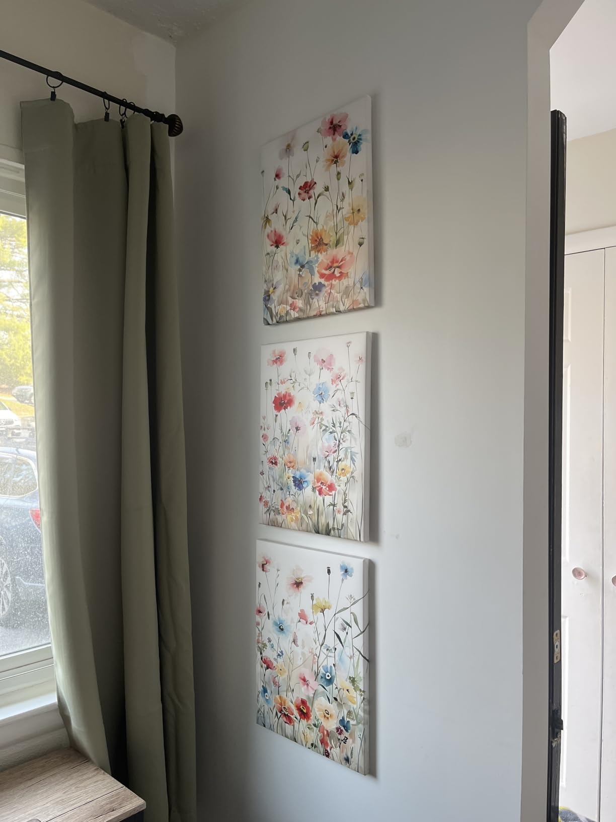 KISSFOX 3 Piece Canvas Wall Art Wildflowers Wall Decor Floral Pictures Botanical Paintings Colorful Prints Watercolor Artwork For Bedroom Bathroom Living Room customer photo 1