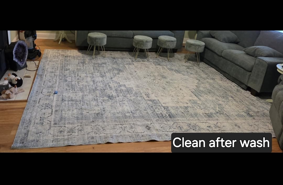LIVEBOX Washable Area Rug 8x10 Rugs for Living Room Bedroom, Non-Slip Boho Neutral Carpet for Dining Room Office, Low-Pile Farmhouse Soft Carpets for Kids Nursery Room Playroom, Tan customer photo 2