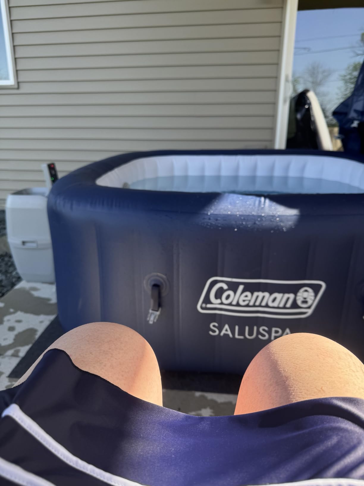 Coleman SaluSpa Atlantis AirJet Inflatable Hot Tub, 4 to 6 Person Square Portable Outdoor Spa with 140 Air Jets, App Control and EnergySense Insulated Cover, 71