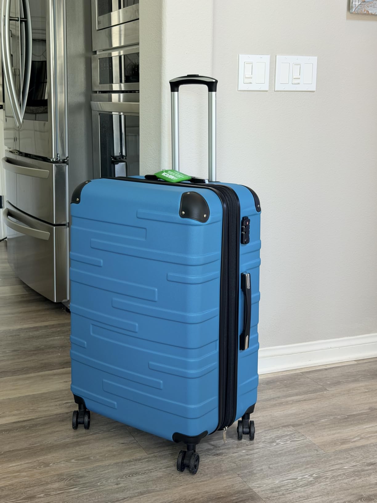 Coolife Hardside Checked Luggage with TSA Lock, Spinner Wheels, Telescopic Handle, Lightweight Suitcase (Dark Green, M(24in)) customer photo 1