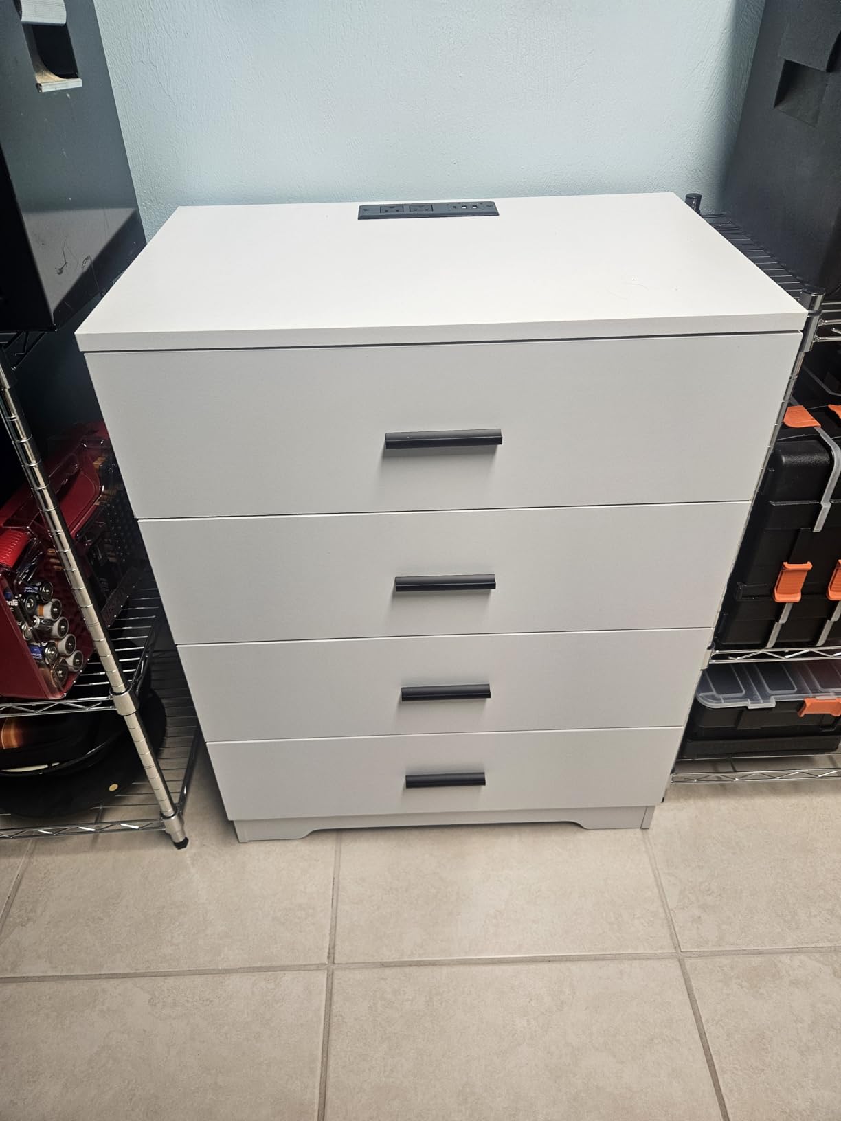 FJTJBSI Dresser with Power Outlets Wooden 6 Drawer Dresser with USB and Type C Port Chest of Drawers for Bedroom Tall White Storage Organizer for Living Room Hallway Closet customer photo 2