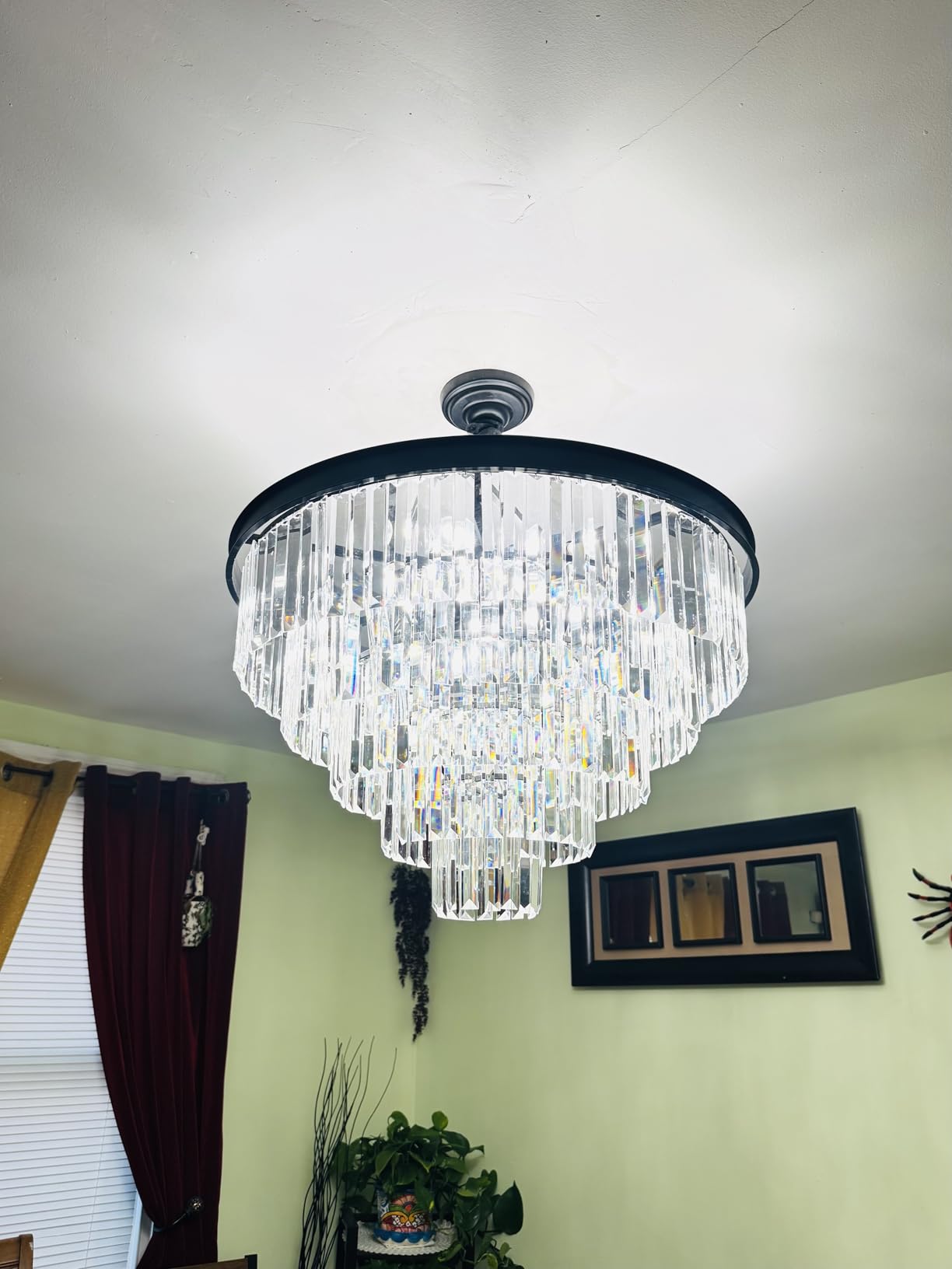 Large Crystal Chandelier Modern Black 30 Round Light Fixture Staircase | K9 5-Tier Big High Ceiling Chandelier Light Fixtures Luxury Pendant Light customer photo 2