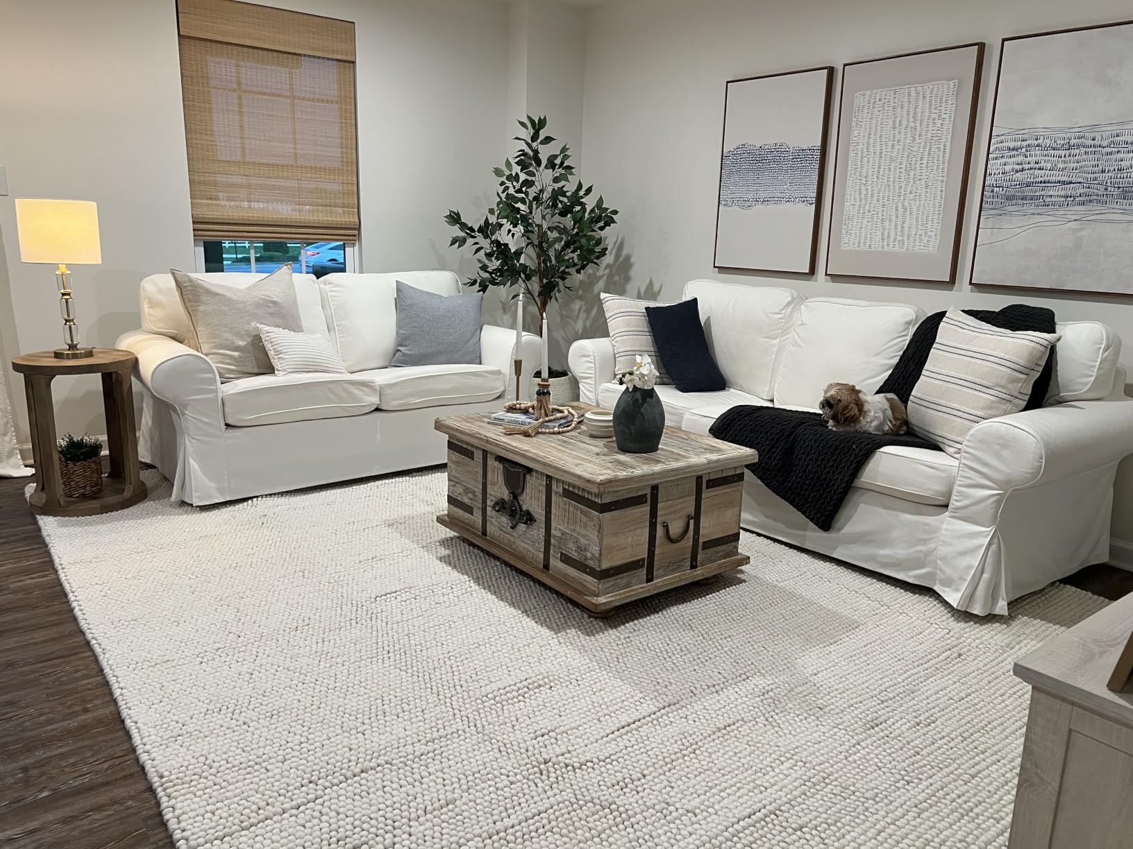 S & L Homes Wool Cotton Hand Woven Chunky Knit Popcorn Rug - Ivory Contemporary Area Rug (8' x 10') customer photo 1