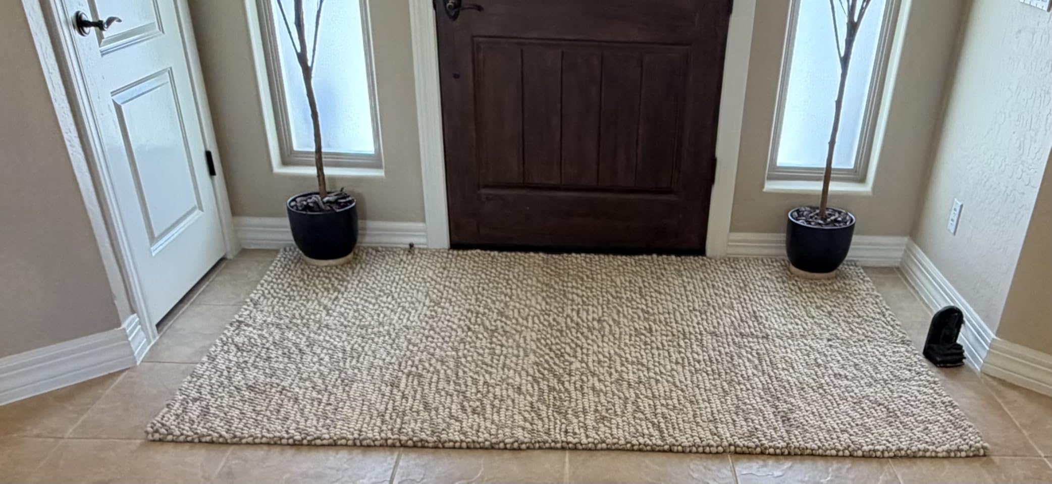 S & L Homes Wool Cotton Hand Woven Chunky Knit Popcorn Rug - Ivory Contemporary Area Rug (8' x 10') customer photo 2