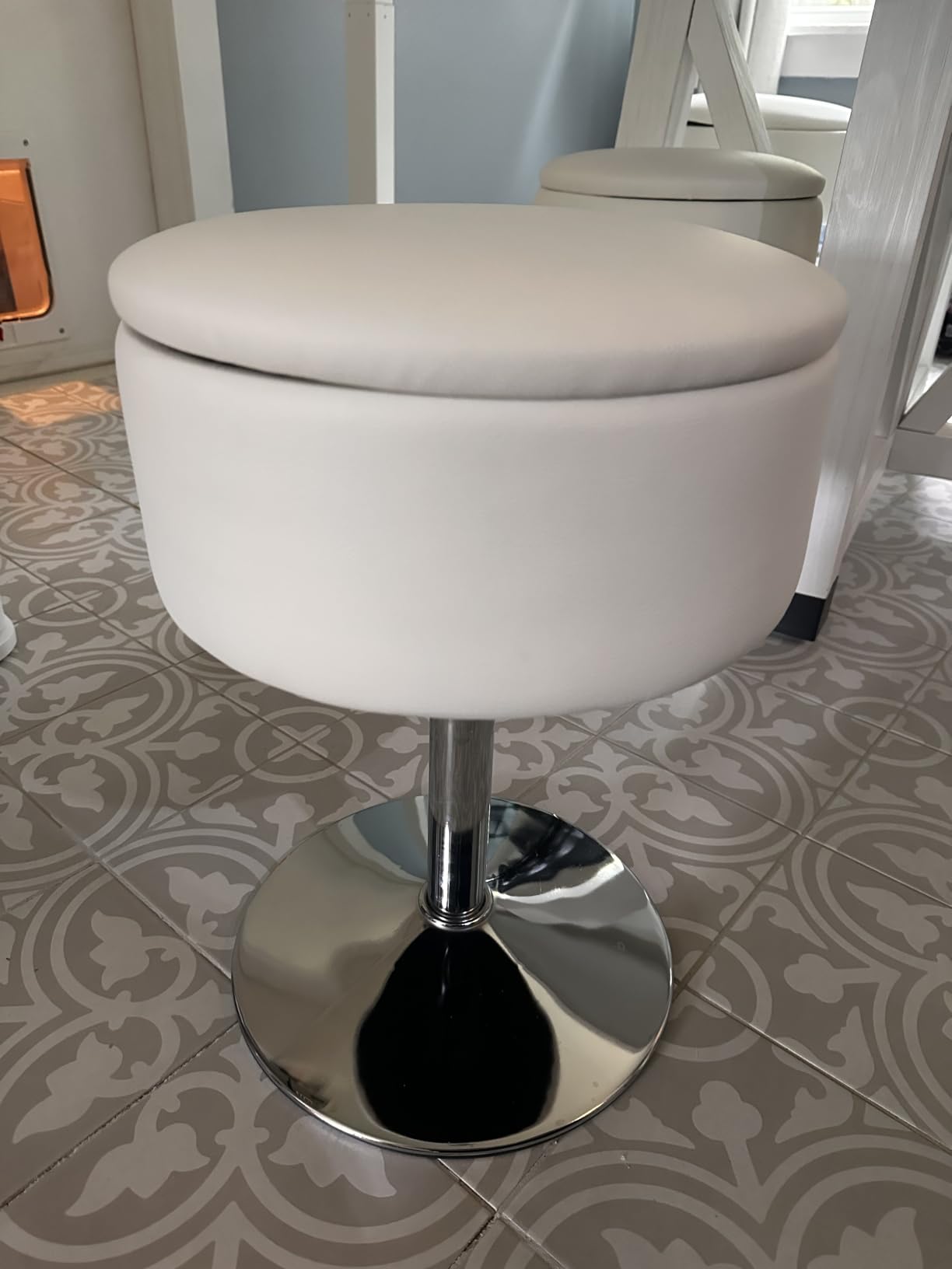 Adjustable Vanity Stool with Storage Swivel Vanity Chair Makeup | For Makeup Room & Bathroom, Height Adjustable 360° Swivel Velvet Ottoman with Storage, Makeup Chair Stool customer photo 2