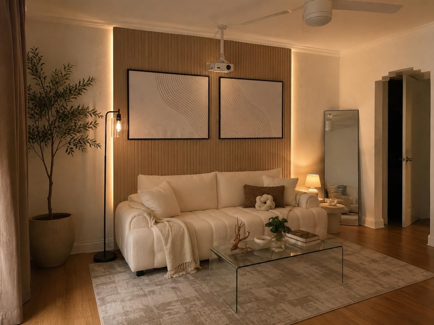 Tempered Glass Coffee Table, Small Clear Modern Coffee Tables with Rounded Edges Bent Home Office Furniture,Glass Sofa End Table 39.4