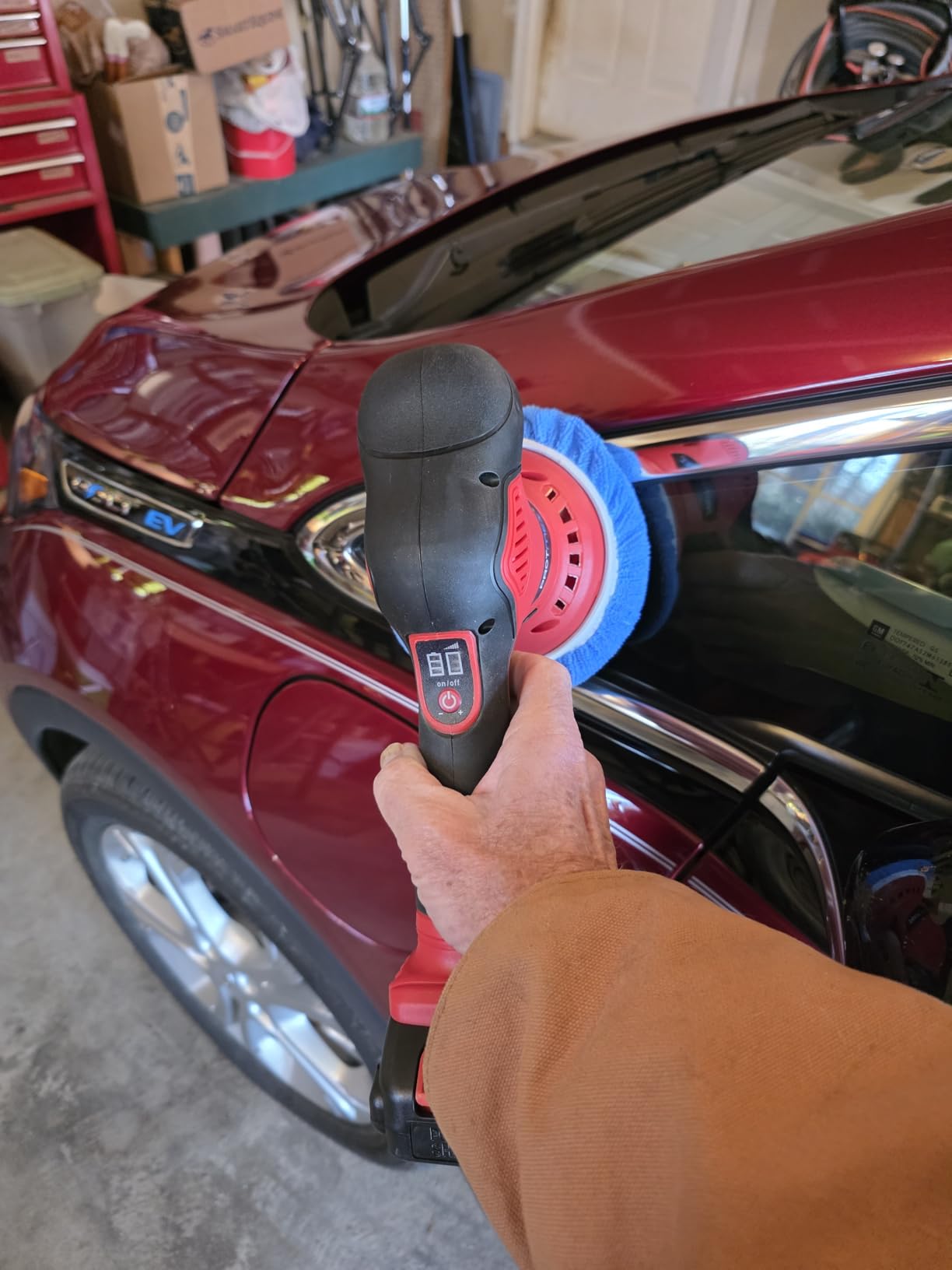 Protmex Cordless Car Buffer Polisher w/ 2x2000mAh 21V Batteries, Orange customer photo 2