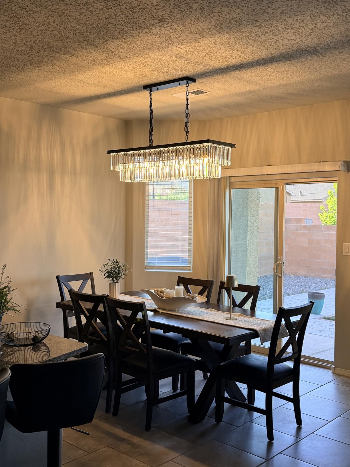 Wellmet Gold Chandelier 57 inch, 13-Light Modern Rectangular Crystal Chandelier Ceiling Hanging, Linear Chandeliers Light Fixture for Living Room, Dining Room, Bedroom, Kitchen Island customer photo 1