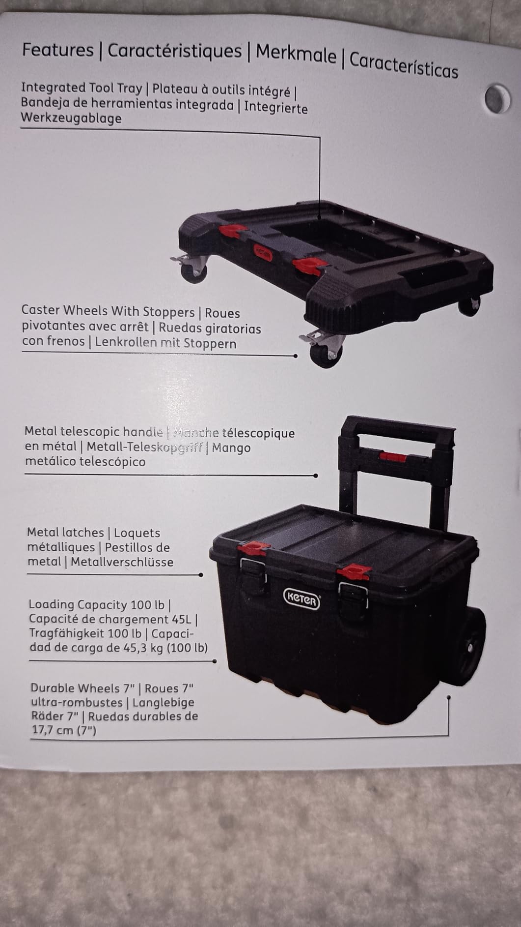 Keter Stack N Rolling Tool Box Modular Storage System 3 Piece | Black and Red, Heavy Duty, Weatherproof, All Terrain Wheels, Telescoping Handle customer photo 2