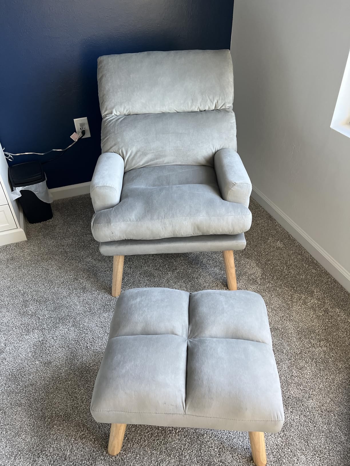 Modern Accent Chair with Ottoman, Soft Fabric Armchair with Adjustable Backrest and Side Pockets, Comfy Lounge Chair for Living Room, Bedroom, Apartment, Office, Camel customer photo 1