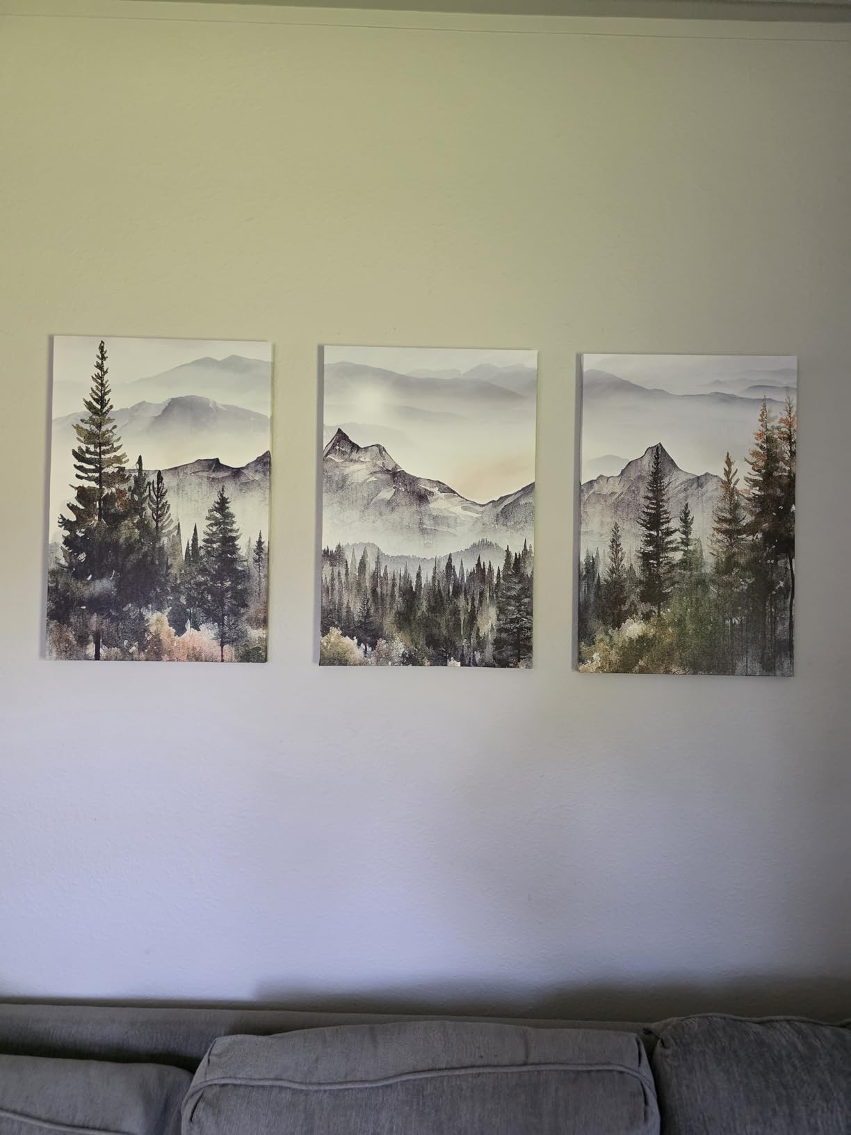 MHARTK66 Wall Art for Living Room Modern Wall Decor for Bedroom Office Decor Abstract Mountain Forest Landscapes Ink Painting 3 Piece Framed Canvas Art Prints Ready to Hang customer photo 1