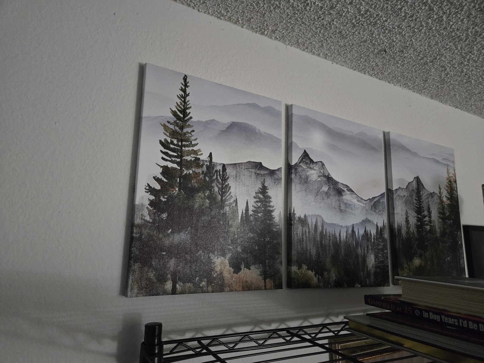MHARTK66 Wall Art for Living Room Modern Wall Decor for Bedroom Office Decor Abstract Mountain Forest Landscapes Ink Painting 3 Piece Framed Canvas Art Prints Ready to Hang customer photo 2