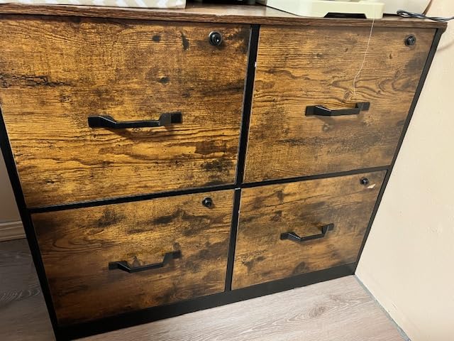 VASAGLE 4-Drawer File Cabinet, Filing Cabinet for Home Office, Printer Stand, with 4 Lockable Drawers, Adjustable Hanging Rail, for A4 and Letter-Size Files, Rustic Brown UOFC062B01 customer photo 2