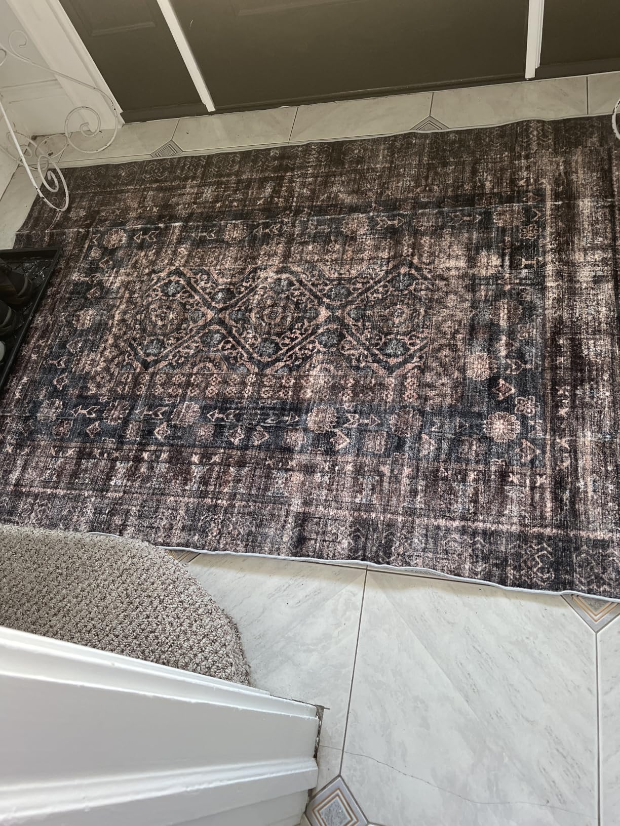 CHAMPLANT Washable Area Rug 5'x7' for Living Room Retro Beige Blue Boho Chic Medallion Distressed Design Indoor Non-Slip Large Persian Oriental Accent Throw Rug for Kitchen Bedroom Office Carpet customer photo 1