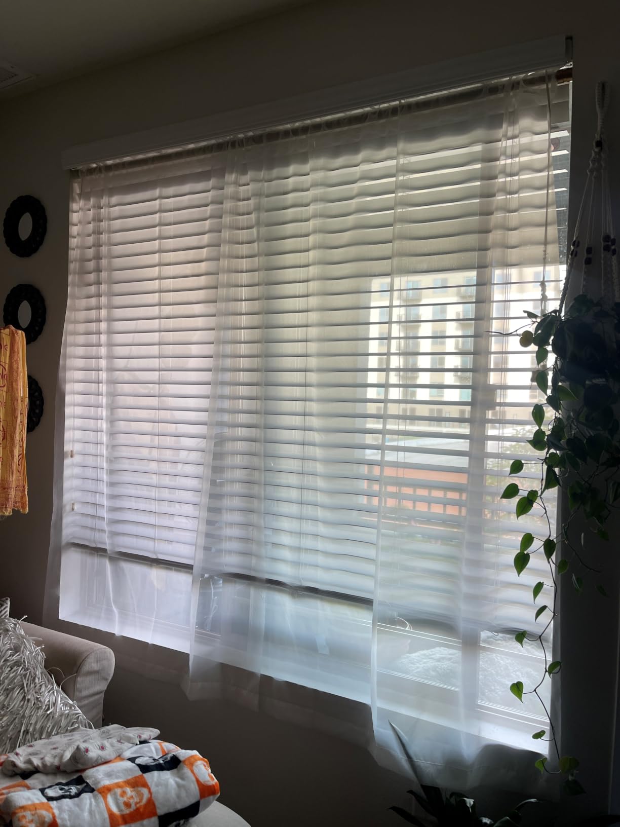 Sheer White Curtains, Sheer Curtains 90 inches Long 2 Panels Set, Rod Pocket Voile Fimly Sheer Drapes for Living Room/Bedroom, 2pcs, Each 42